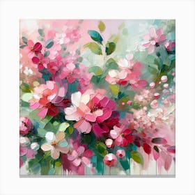 Pink Flowers Abstract Canvas Print