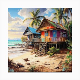 Huts On The Beach Canvas Print