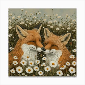 Foxes Fairycore Painting 2 Canvas Print