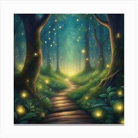 Fireflies In The Forest Canvas Print