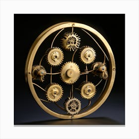 Clock With Gears Canvas Print