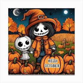 Halloween Hello October Canvas Print