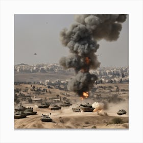 Israeli Tanks In The Desert 15 Canvas Print