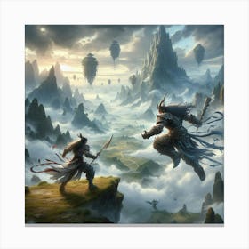 Battle Between Two Warriors Canvas Print