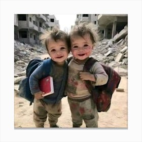 Two Children In Syria  Canvas Print