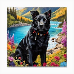 Dog By The Lake Canvas Print