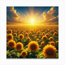 Sunflowers At Sunset 3 Canvas Print