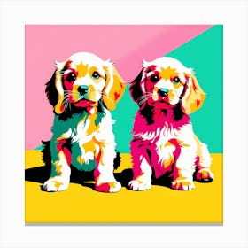 Cocker Spaniel Pups, This Contemporary art brings POP Art and Flat Vector Art Together, Colorful Art, Animal Art, Home Decor, Kids Room Decor, Puppy Bank - 156th Canvas Print