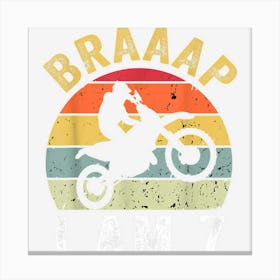 Kids Motocross Boys 7th 7 Year Old Retro Dirt Bike Birthday Canvas Print