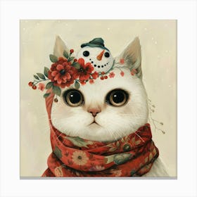 Snowman Cat Canvas Print