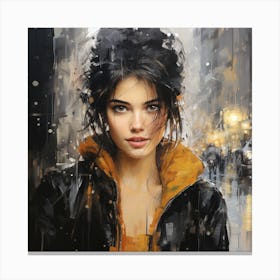 Girl In The Rain Canvas Print