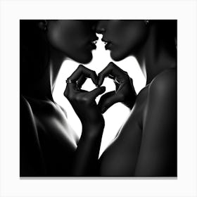 Two Women Making A Heart Shape Canvas Print