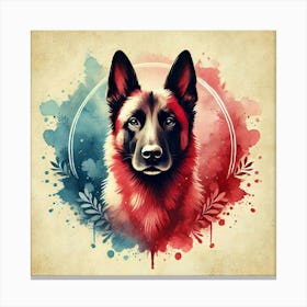 Watercolor Belgian Malinois 4 Canvas Print