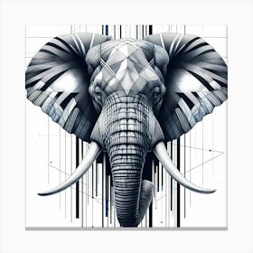 Elephant Bull - Abstract Line Art Illustration 278 Canvas Print