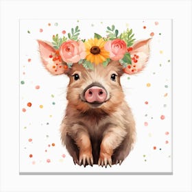 Floral Baby Boar Nursery Illustration (30) Canvas Print