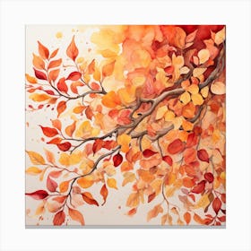 Autumn Leaves Watercolor Painting Canvas Print