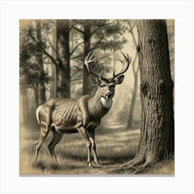 Deer In The Woods 14 Canvas Print