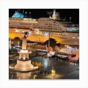 Cruise Ship At Night Canvas Print