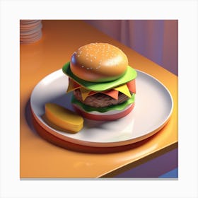 Hamburger On A Plate 103 Canvas Print