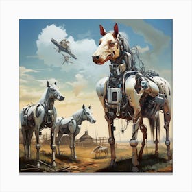 Surreal Cyborg Cows On A Farm Ai Art Depot 16 Canvas Print