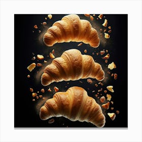 Croissants On A Black Background 2 Canvas Print