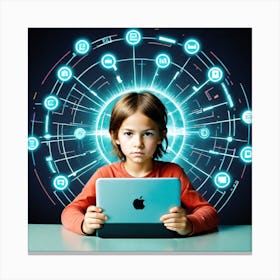 Child Using Ipad Canvas Print