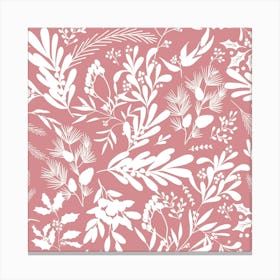 Christmas Botanical Leaves - Dusty Pink Canvas Print