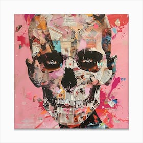 Skull On Pink Canvas Print