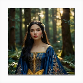 Renaissance Woman In Forest Canvas Print