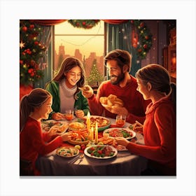 Family Christmas Dinner Canvas Print