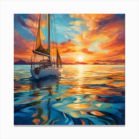 Sailboat At Sunset 17 Canvas Print