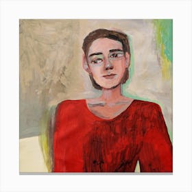 Portrait Of A Woman In Red Canvas Print