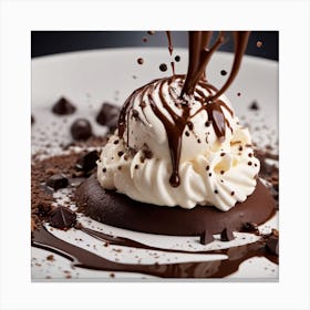 Ice Cream With Chocolate Sauce Canvas Print