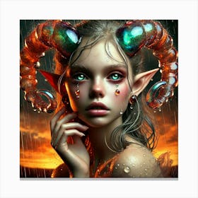 Elven Girl With Horns 2 Stampe su tela