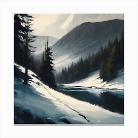 A Scottish Winter Landscape, A Cold Chill Canvas Print