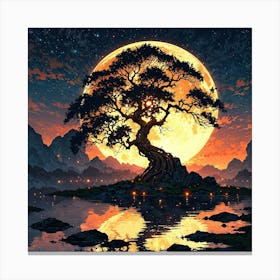 Leonardo Anime Xl Create A Fantasy Landscape Featuring A Glowi 3 Canvas Print