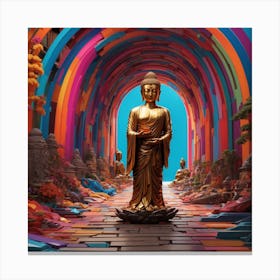 Dreamshaper V7 Lord Buddha Is Walking Down A Long Path In The 1 Canvas Print