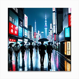 Asian City At Night Canvas Print