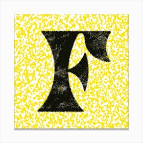 F Typography Punky Spike Yellow Square Canvas Print