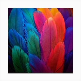 Firefly Multicolored, Feather, Bird, Blue, Yellow, Red, Purple, Pink, Green, Vibrant, Colorful, Intr (2) Canvas Print