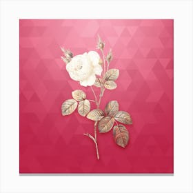 Vintage White Misty Rose Botanical in Gold on Viva Magenta n.0495 Canvas Print