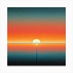 Glowing Sunset Over A Calm Ocean In Minimalist Painting Canvas Print