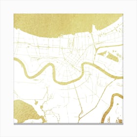 New Orleans Gold And White Street Map Canvas Print
