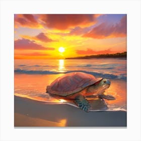 Turtle At Sunset Canvas Print