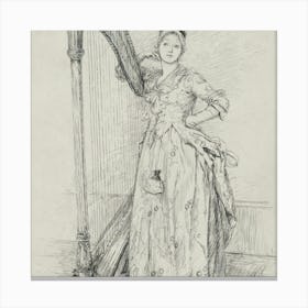 Lady With Harp Canvas Print