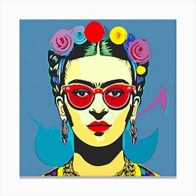 Red Glasses Of Frida Canvas Print