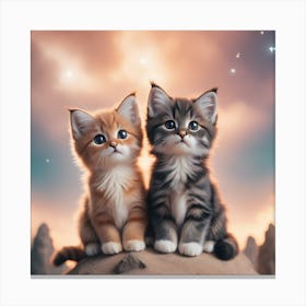Two Kittens On A Rock Canvas Print
