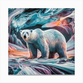 Polar Bear In the Artic  Abstract Canvas Print