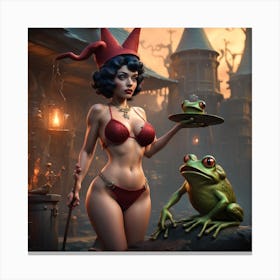 Frog And Witch Canvas Print