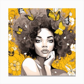 Afro Girl With Butterflies 3 Canvas Print